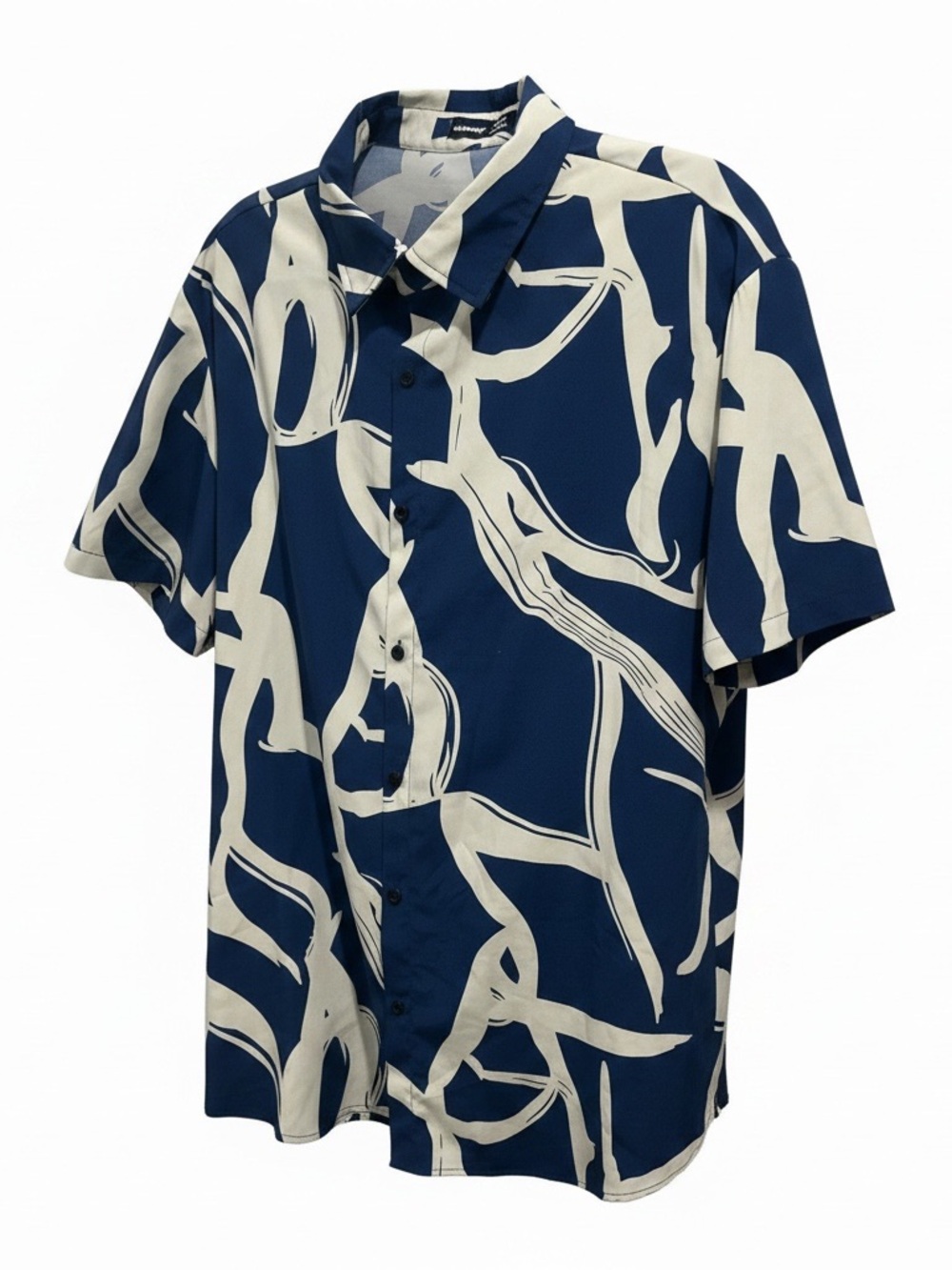 Men's Navy & Cream Short-Sleeve Button-Up Shirt